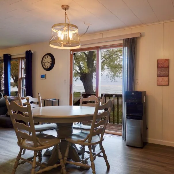 Sunset Shore Mille Lacs - Wake up to this! Scenic lake views from your cozy Cabin 1 kitchen.