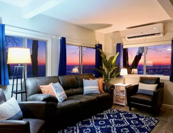 Family room with sunset view